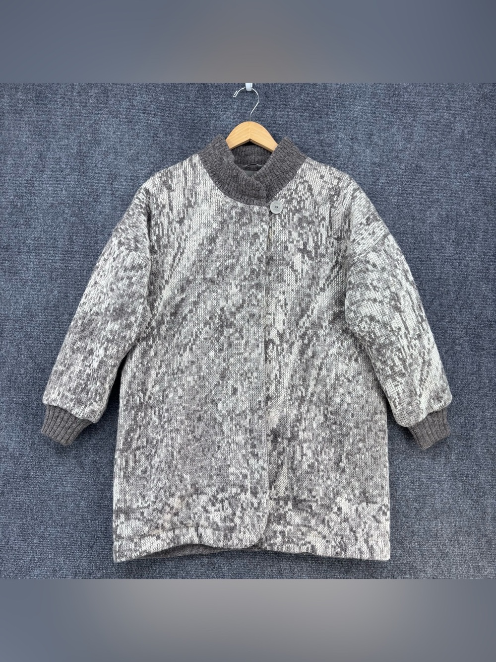 Vintage Hilda Ltd 100% Wool Lined Sweater Swing Coat Made In Iceland Women’s S